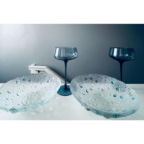 Curated Mid-Century Glassware | Coupe Cocktail Glasses w/ Vintage Asteroid Bowls - Picture 5 of 11